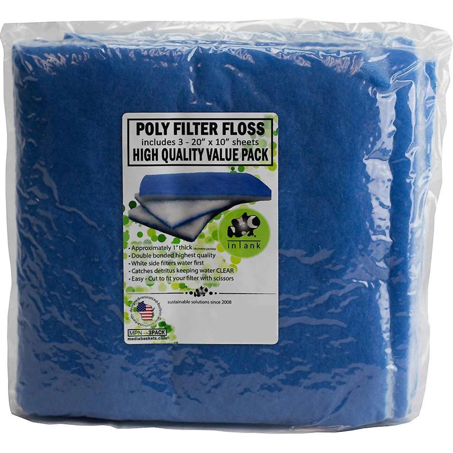 InTank Aquarium, Pond & Terrarium Double Bonded Poly Filter Floss Pads, 3 Count 3 InTank Aquarium, Pond & Terrarium Double Bonded Poly Filter Floss Pads, 3 Count