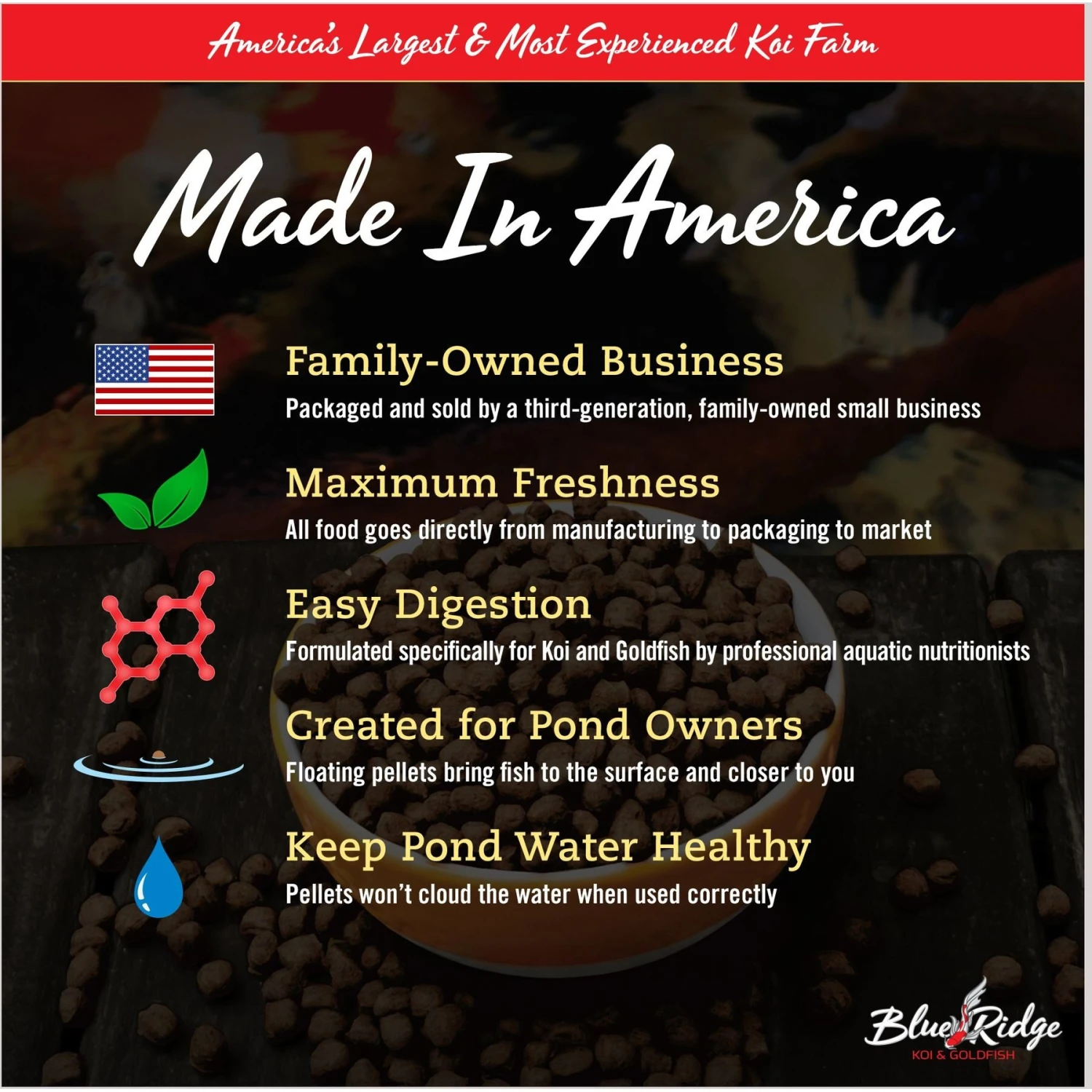 Blue Ridge Koi & Goldfish Mini Pellet Growth Formula Koi & Goldfish Food 9 Blue Ridge Koi & Goldfish Mini Pellet Growth Formula Koi & Goldfish Food - Image 7
