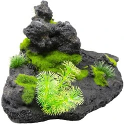 Penn-Plax Mossy Rock Scape Aquarium Ornament -Plax Penn Shop 198297 PT1. AC SS1800 V1572286675
