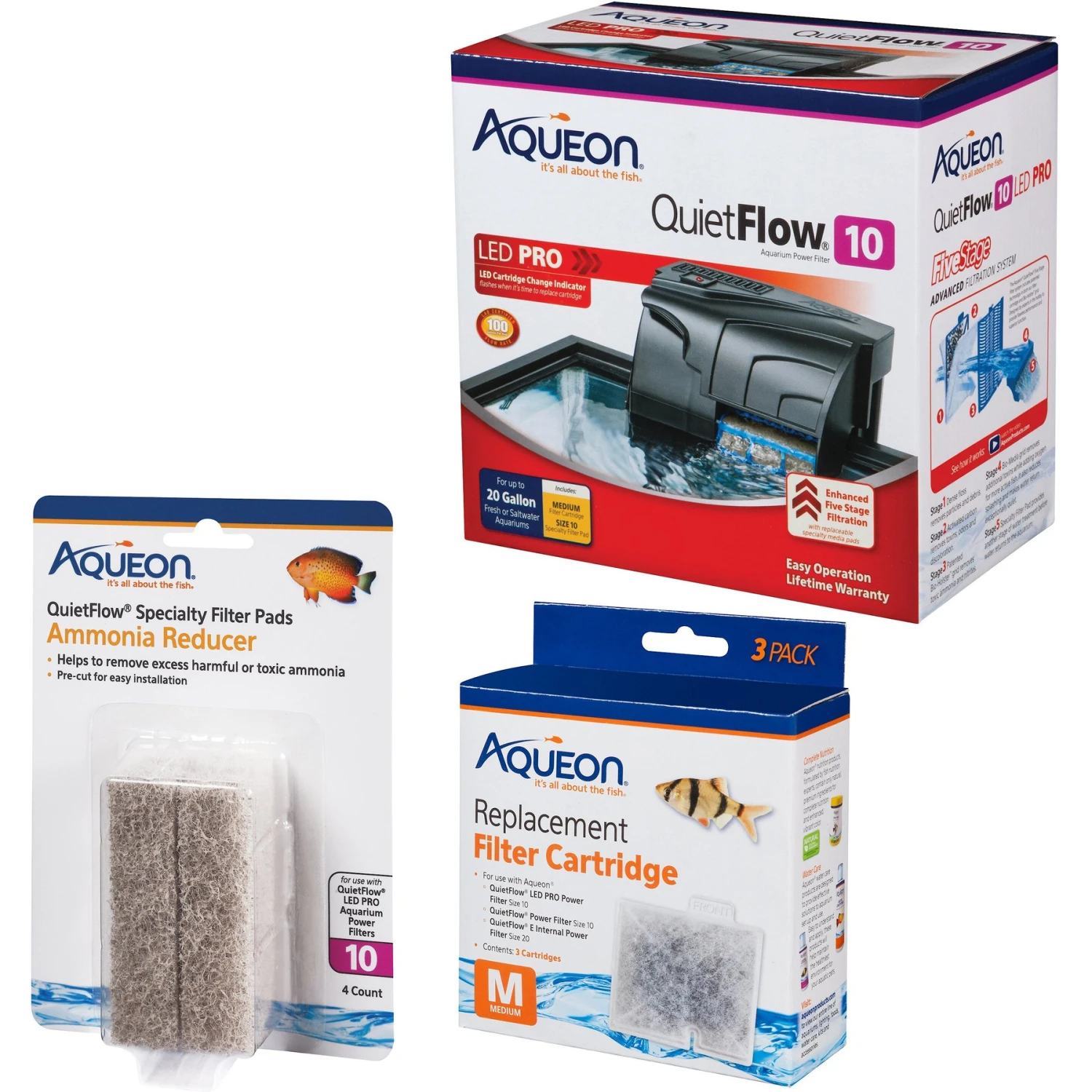 Aqueon QuietFlow 10 Series Aquarium Filter Kit 3 Aqueon QuietFlow 10 Series Aquarium Filter Kit