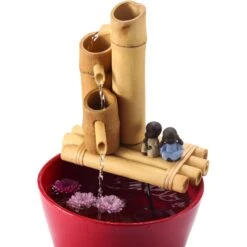 Lifegard Aquatics Bamboo 3-Tier Fish Aquarium Fountain & Quiet One Pump