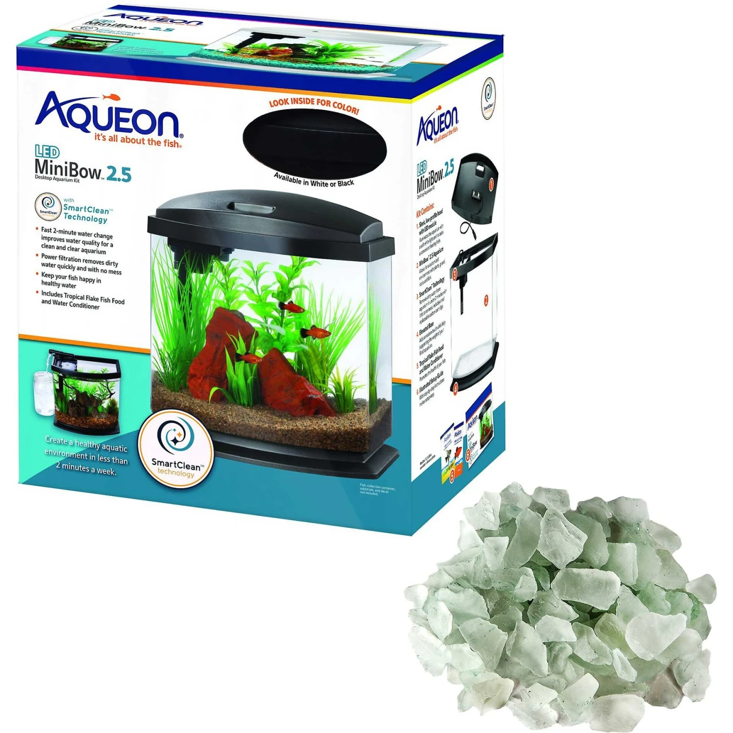 Aqueon LED MiniBow SmartClean Fish Aquarium Kit & Galapagos Aquarium Sea Glass, 4-lb Bag 3 Aqueon LED MiniBow SmartClean Fish Aquarium Kit & Galapagos Aquarium Sea Glass, 4-lb Bag