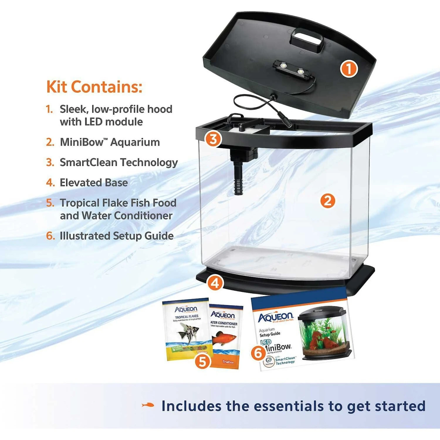 Aqueon LED MiniBow SmartClean Fish Aquarium Kit & Galapagos Aquarium Sea Glass, 4-lb Bag 5 Aqueon LED MiniBow SmartClean Fish Aquarium Kit & Galapagos Aquarium Sea Glass, 4-lb Bag - Image 3