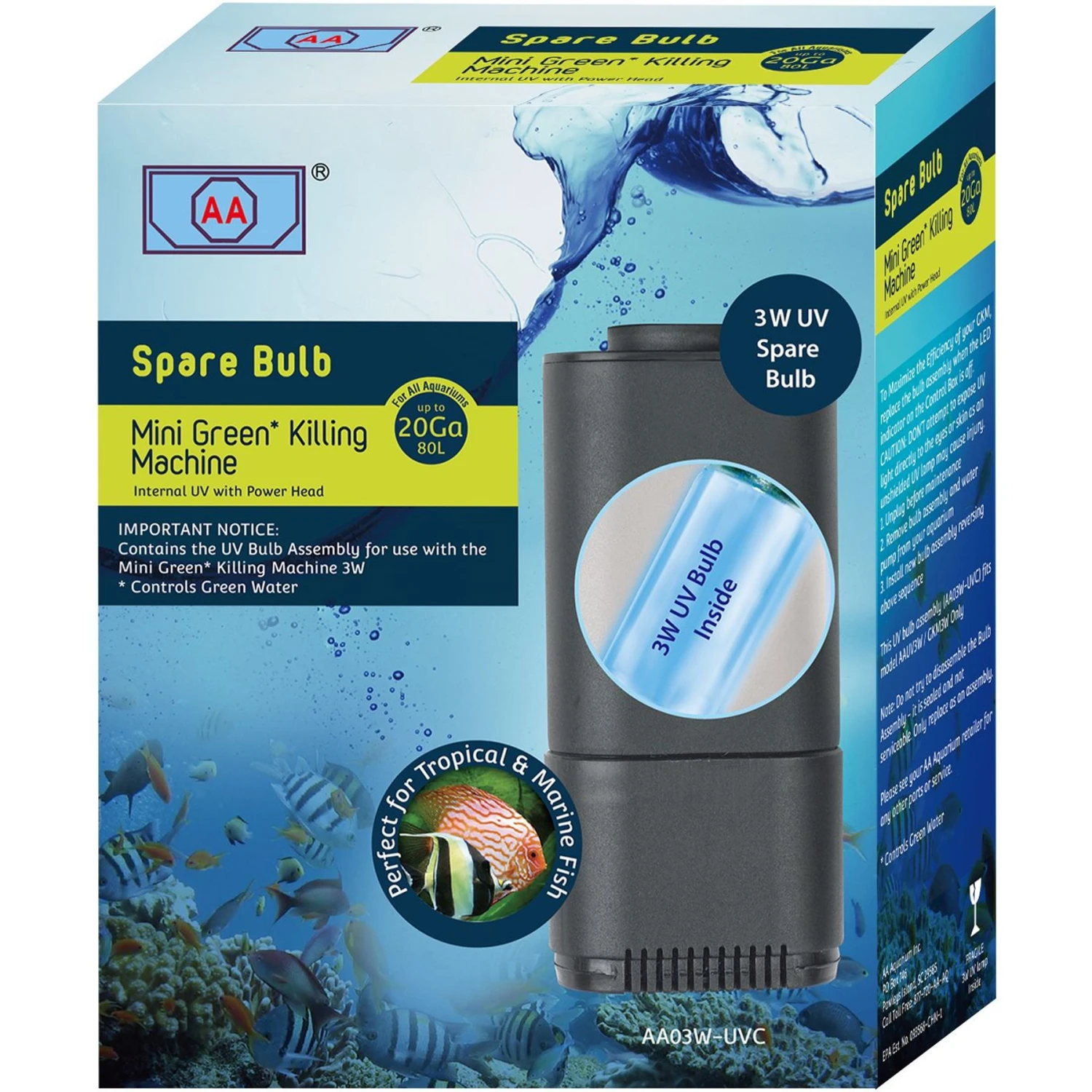 AA Aquarium Green Killing Machine 3 Watt Replacement Bulb 3 AA Aquarium Green Killing Machine 3 Watt Replacement Bulb