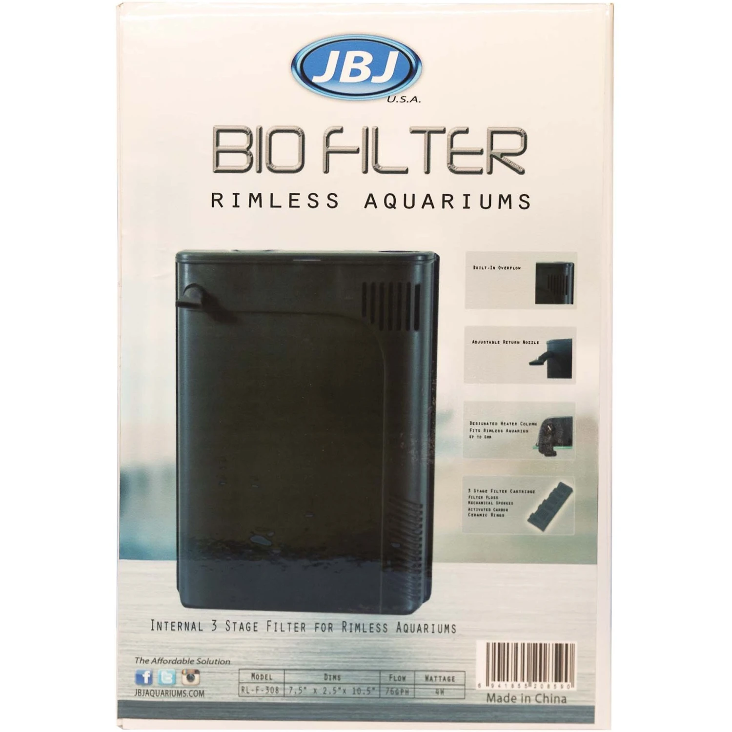 JBJ Aquarium Rimless Aquariums 76 GPH Bio Aquarium Filter 3 JBJ Aquarium Rimless Aquariums 76 GPH Bio Aquarium Filter