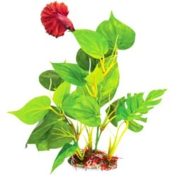 SunGrow Tall & Large Artificial Plastic Leaf Plants For Fish Aquarium Decoration & Reptile Hideout
