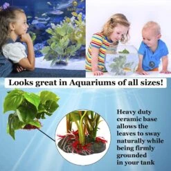 SunGrow Tall & Large Artificial Plastic Leaf Plants For Fish Aquarium Decoration & Reptile Hideout -Plax Penn Shop 326831 PT4. AC SS1800 V1630680703