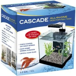 Cascade All-in-One Desktop LED Light Glass Fish Tank Kit, 3.2-gal -Plax Penn Shop 345209 PT2. AC SS1800 V1638557796