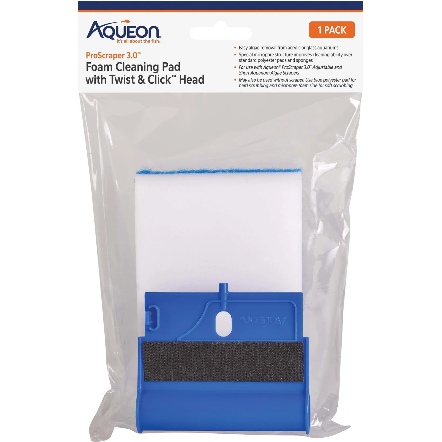 Aqueon ProScraper 3.0 Foam Cleaning Pad With Twist & Click Head 3 Aqueon ProScraper 3.0 Foam Cleaning Pad With Twist & Click Head
