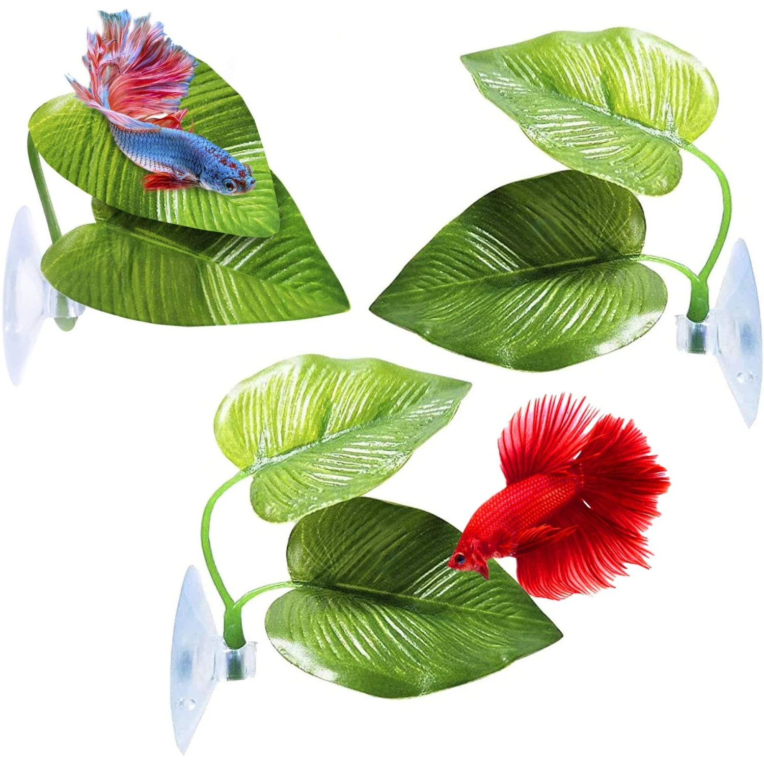 SunGrow African Dwarf Frog & Betta Bed Leaf Hammock With Suction Cups Fish Sleeping Pad Tank & Aquarium Plastic Plants, 3 Count 3 SunGrow African Dwarf Frog & Betta Bed Leaf Hammock With Suction Cups Fish Sleeping Pad Tank & Aquarium Plastic Plants, 3 Count