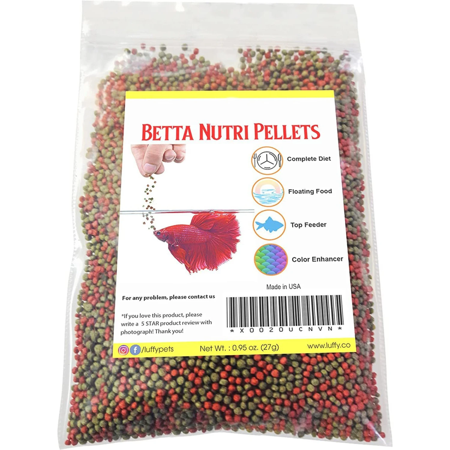 SunGrow High Protein Betta & Goldfish Floating Food Pellets Food, 0.95-oz Bag 3 SunGrow High Protein Betta & Goldfish Floating Food Pellets Food, 0.95-oz Bag