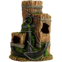 Underwater Treasures Wood With Anchor Fish Ornament