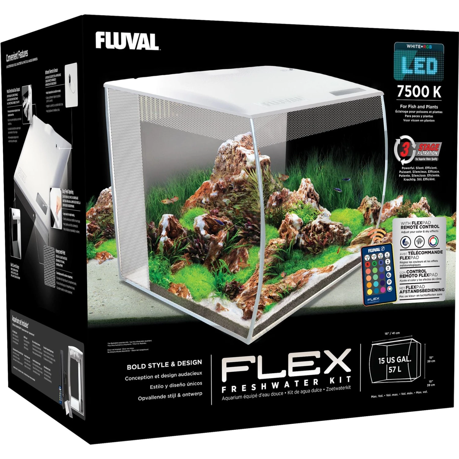 Fluval Flex Aquarium Kit, White 3 Fluval Flex Aquarium Kit, White