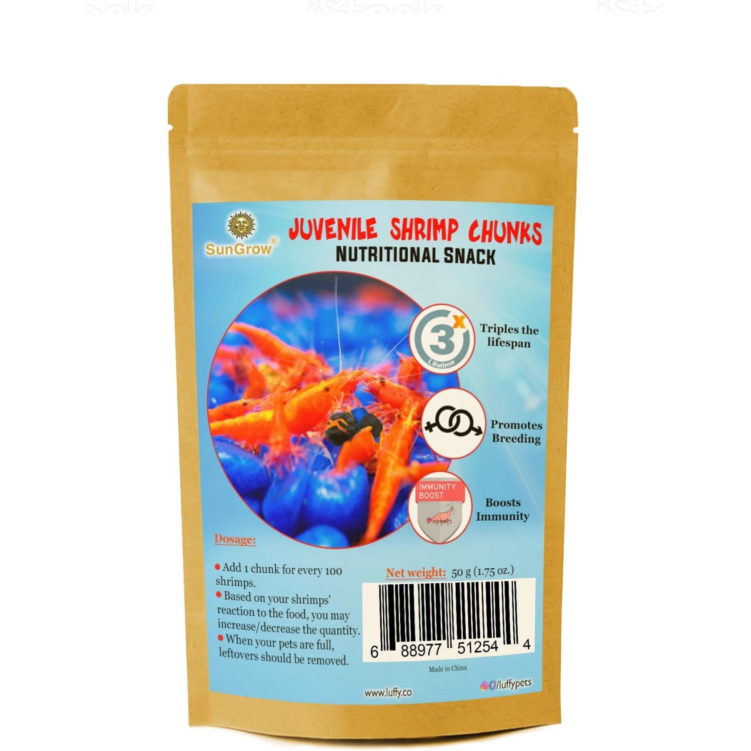 SunGrow Growth Supplement For Freshwater Aquarium Bottom Feeders & Cherry Shrimp Food, 1.75-oz Bag 4 SunGrow Growth Supplement For Freshwater Aquarium Bottom Feeders & Cherry Shrimp Food, 1.75-oz Bag - Image 2