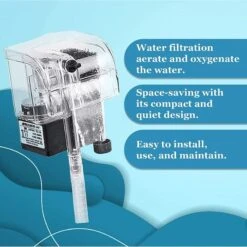 SunGrow Hang On Back Aquarium HOB Filter For Small Turtle & Betta Fish Tank Maintenance -Plax Penn Shop 699694 PT2. AC SS1800 V1668200999