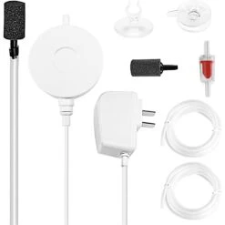 SunGrow Betta Aquarium Small Quiet Air Pump Set With Fish Tank Air Stone Bubbler Aerator