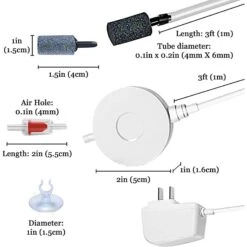 SunGrow Betta Aquarium Small Quiet Air Pump Set With Fish Tank Air Stone Bubbler Aerator -Plax Penn Shop 699710 PT3. AC SS1800 V1668198022