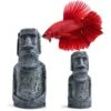 SunGrow Betta Fish Moai Easter Island Head Aquarium Ornament, 2-pack, 7-in & 5-in -Plax Penn Shop 706190 MAIN. AC SS1800 V1669179775