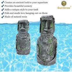 SunGrow Betta Fish Moai Easter Island Head Aquarium Ornament, 2-pack, 7-in & 5-in 10 SunGrow Betta Fish Moai Easter Island Head Aquarium Ornament, 2-pack, 7-in & 5-in -Plax Penn Shop 706190 PT2. AC SS1800 V1669179778