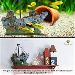 SunGrow Betta Shipwreck Resin Boat Aquarium Ornament & Fish Tank Decor -Plax Penn Shop 706222 PT4. AC SS1800 V1669179836