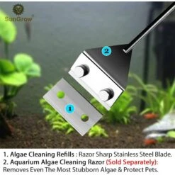 SunGrow Betta Aquarium Algae Scraper Replacement Blades, Reef Tank Glass Cleaning Tool, 10 Count -Plax Penn Shop 706254 PT5. AC SS1800 V1669179781