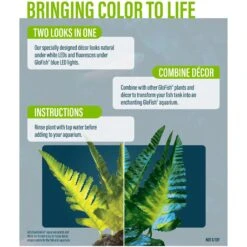 GloFish Yellow Fern Plant Aquarium Decor -Plax Penn Shop 714502 PT1. AC SS1800 V1670616717