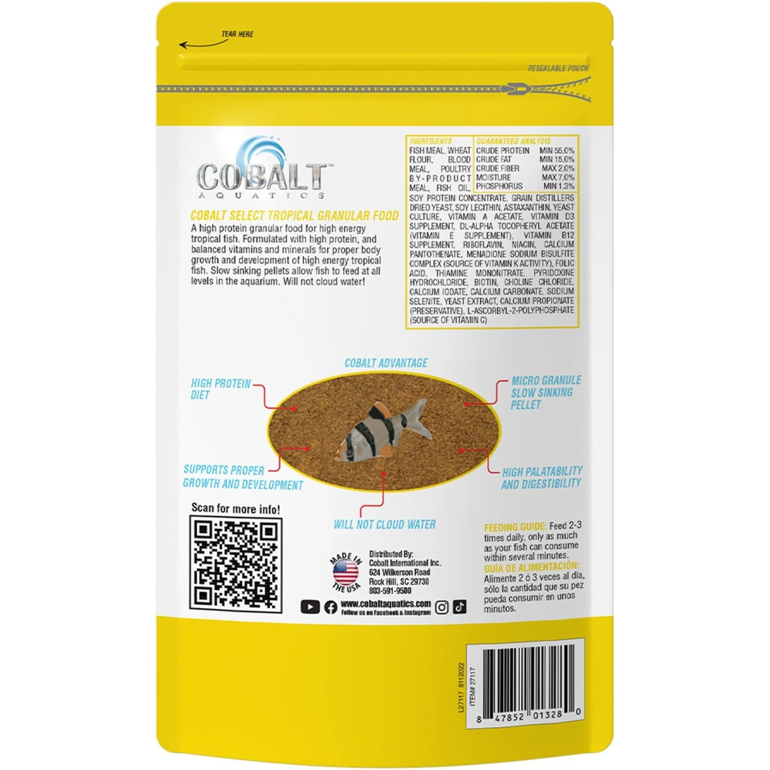 Cobalt Aquatics Tropical Granular Fish Food, 2.7-oz Pouch 4 Cobalt Aquatics Tropical Granular Fish Food, 2.7-oz Pouch - Image 2