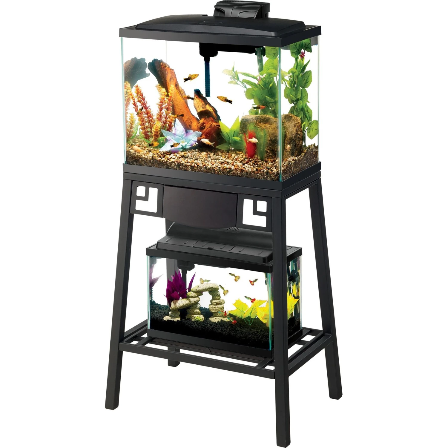 Aqueon Forge Metal Aquarium Stand, Black & Brown & Aqueon LED Fish Aquarium Starter Kit, 10-gal 4 Aqueon Forge Metal Aquarium Stand, Black & Brown & Aqueon LED Fish Aquarium Starter Kit, 10-gal - Image 2