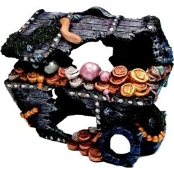 Penn-Plax Sunken Treasure Chest Fish Ornament, Large