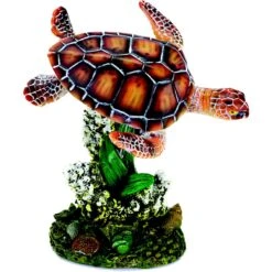 Penn-Plax Swimming Sea Turtle Aquarium Decoration Fish Ornament, Small