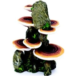 Penn-Plax Deco-Replicas Tree Trunk With Shelf Mushrooms Aquarium Decoration Fish Ornament, Medium