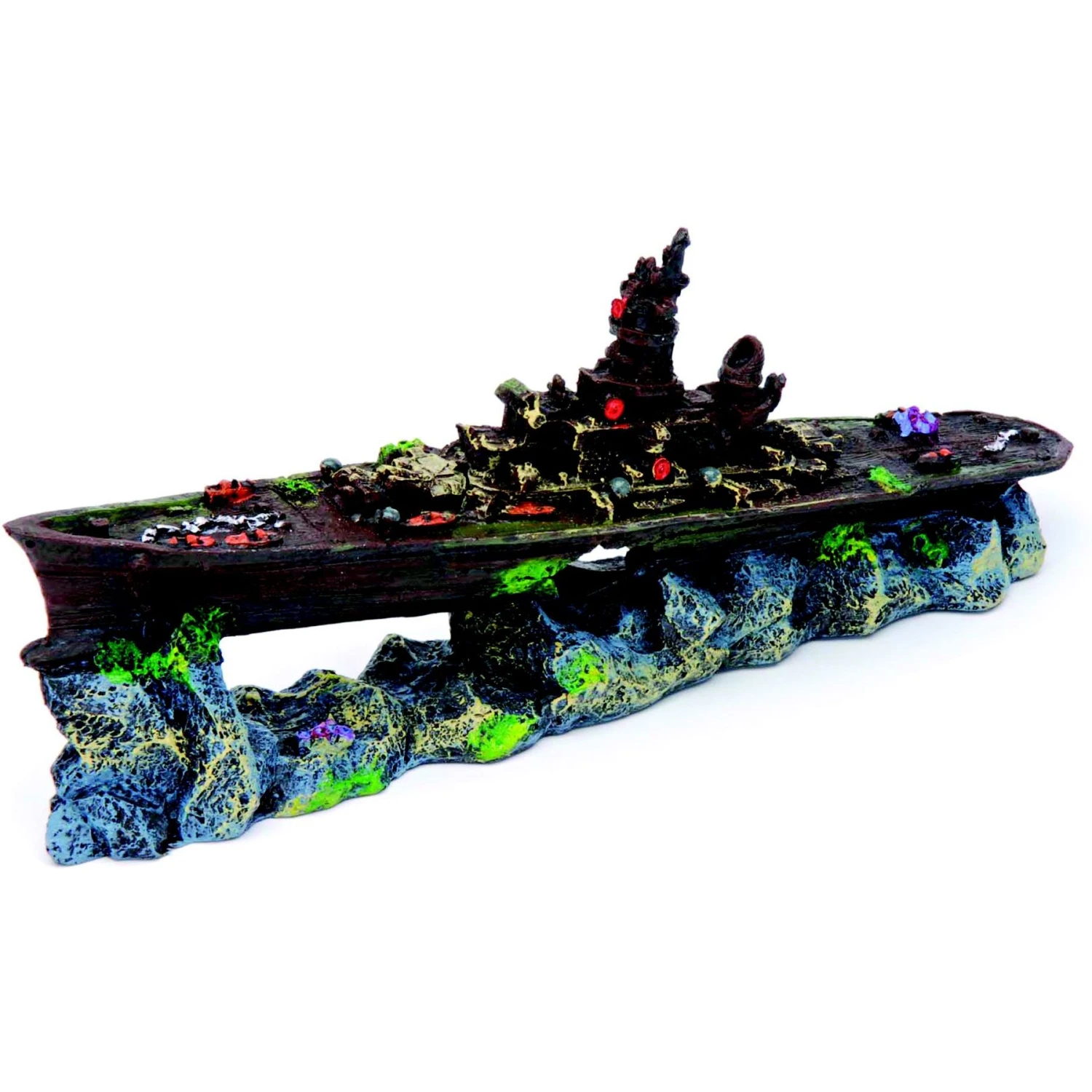 Penn-Plax Deco-Replicas Sunken Battleship Fish Ornament, Small, Grey 3 Penn-Plax Deco-Replicas Sunken Battleship Fish Ornament, Small, Grey