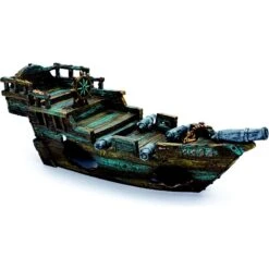 Penn-Plax Shipwreck Fish Ornament, Small, Brown