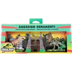Penn-Plax Jurassic Park Officially Licensed 3-Piece Aquarium Fish Ornament, Small, Multicolor
